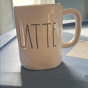 Latte Ceramic Coffee Mug - Cream with Black Lettering